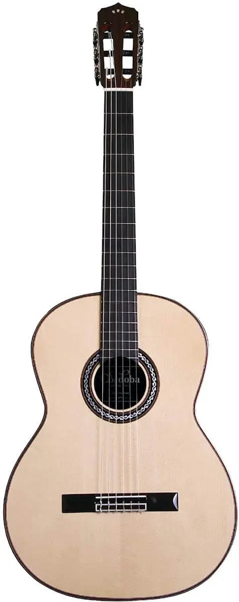 The Cordoba C10 Crossover guitar against a white drop